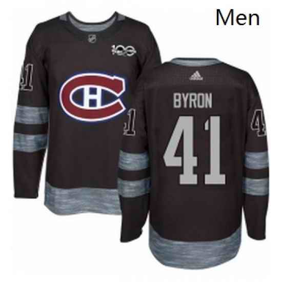 Mens Adidas Montreal Canadiens 41 Paul Byron Authentic Black 1917 2017 100th Anniversary NHL Jersey